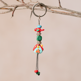 Glasperlen Schlüsselanhänger | Murano-Glas | Vogel | Rot-Blau | Handgemacht | Einzigartiges Design
